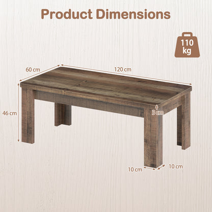 Dimensions diagram of 120cm rectangular coffee table, 60cm wide, 46cm high, 110kg capacity