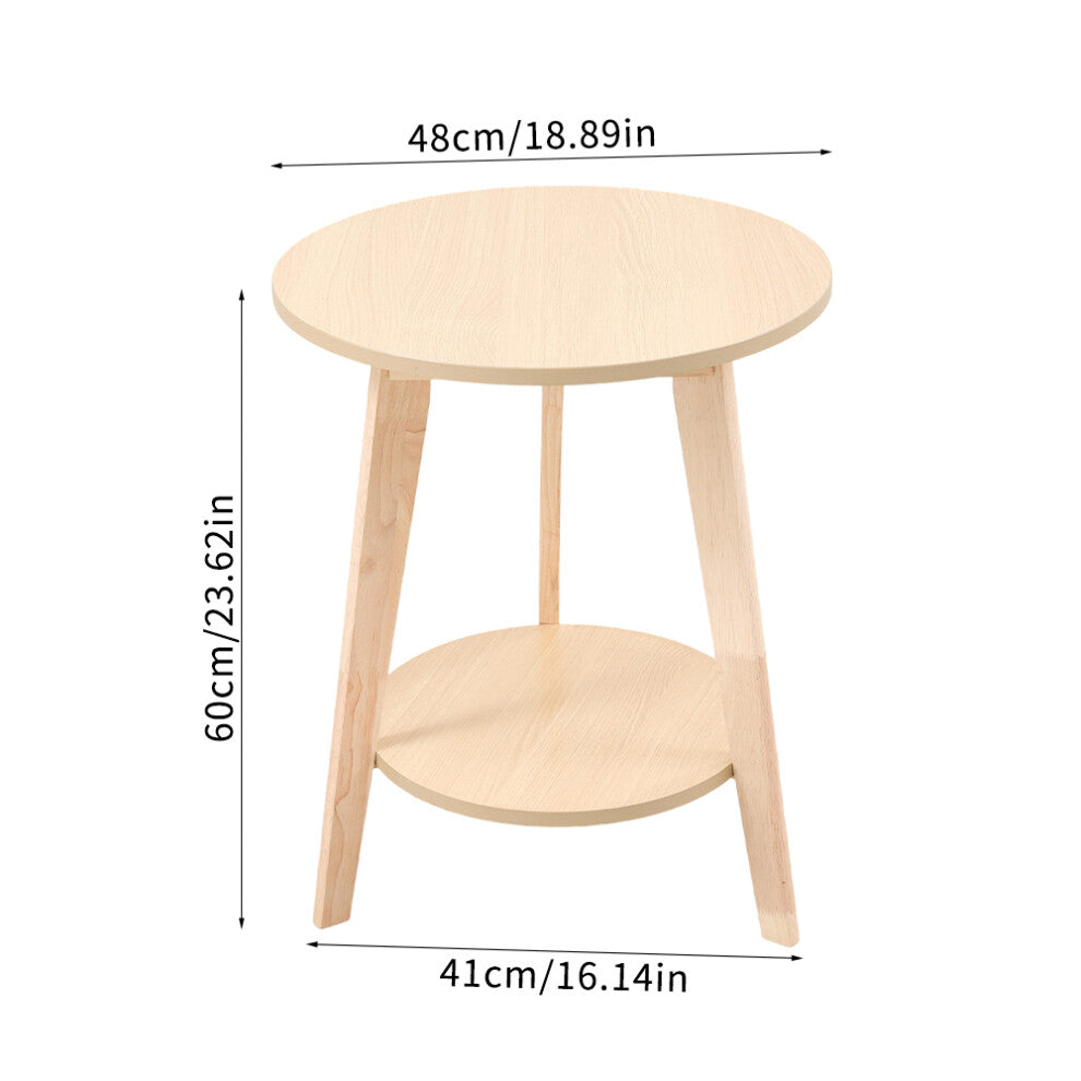 2 tier round side table dimensions: 48cm top diameter, 60cm height and 41cm base leg span