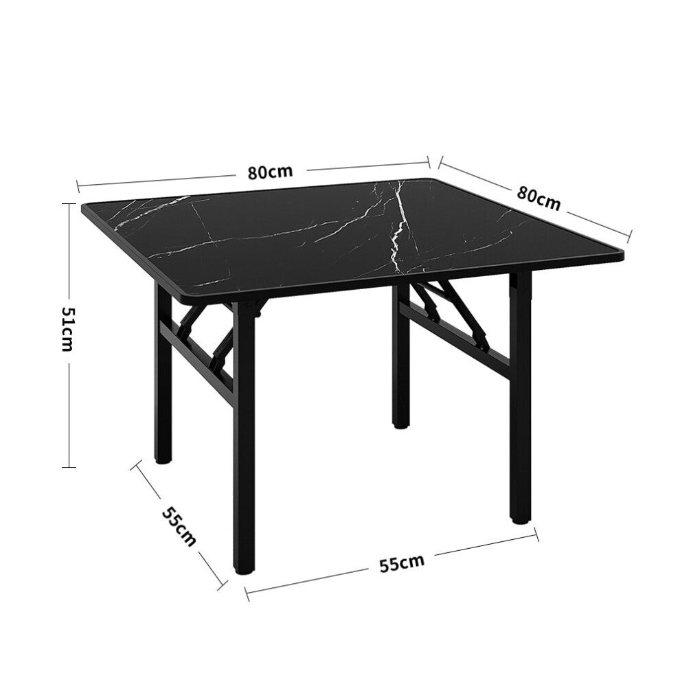 Black square coffee table dimensions: 80cm x 80cm top, 51cm height, 55cm x 55cm leg footprint