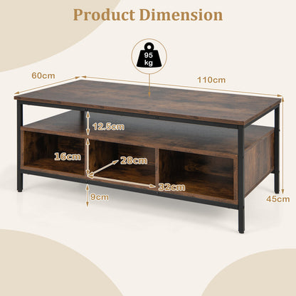 Dimensions of coffee table with storage 110cm long 60cm wide 45cm high with 95kg top load