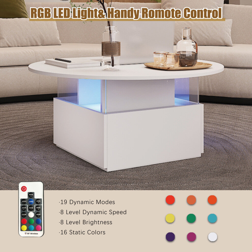 RGB LED remote control for white round coffee table with 16 colours and 19 modes