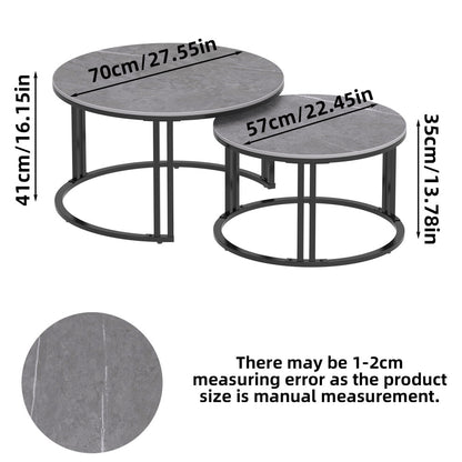 Round nest of coffee tables dimensions: 70cm x 41cm large table and 57cm x 35cm small table
