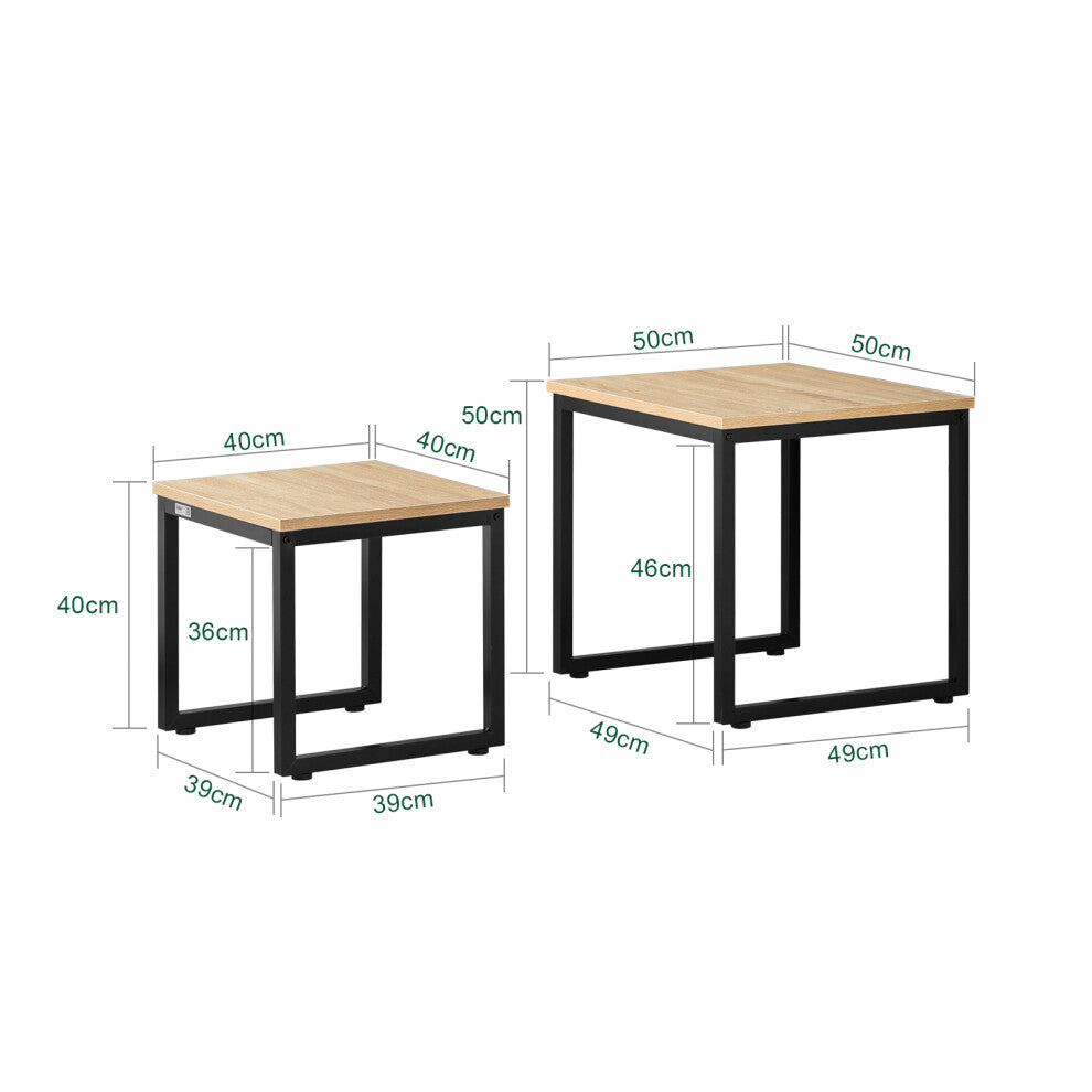Small square coffee table set dimensions: large 50 x 50 x 50cm, small 40 x 40 x 40cm