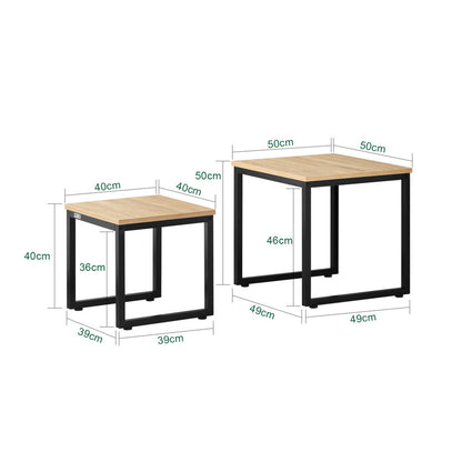 Small square coffee table set dimensions: large 50 x 50 x 50cm, small 40 x 40 x 40cm