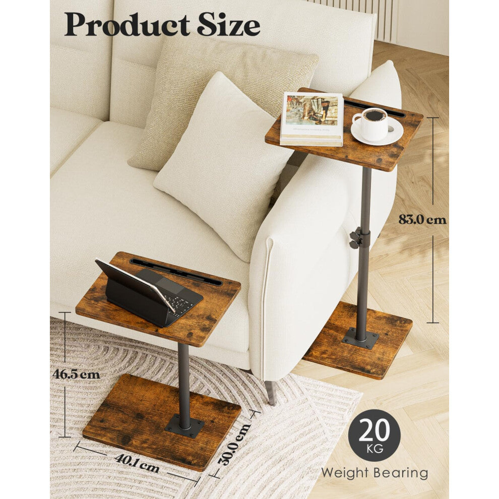 Size guide for small wood coffee table 40.1 x 30cm top adjusting from 46.5 to 83cm with 20kg load