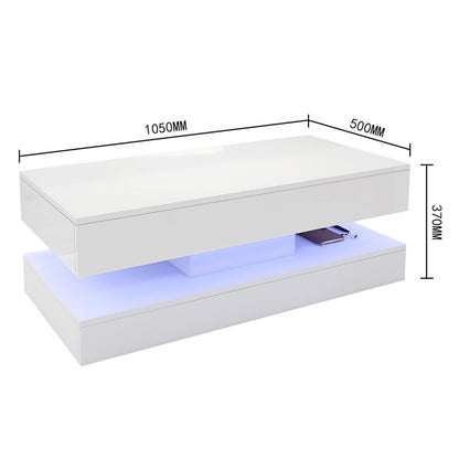Dimensions of white coffee table with storage 105cm long 50cm wide 37cm high
