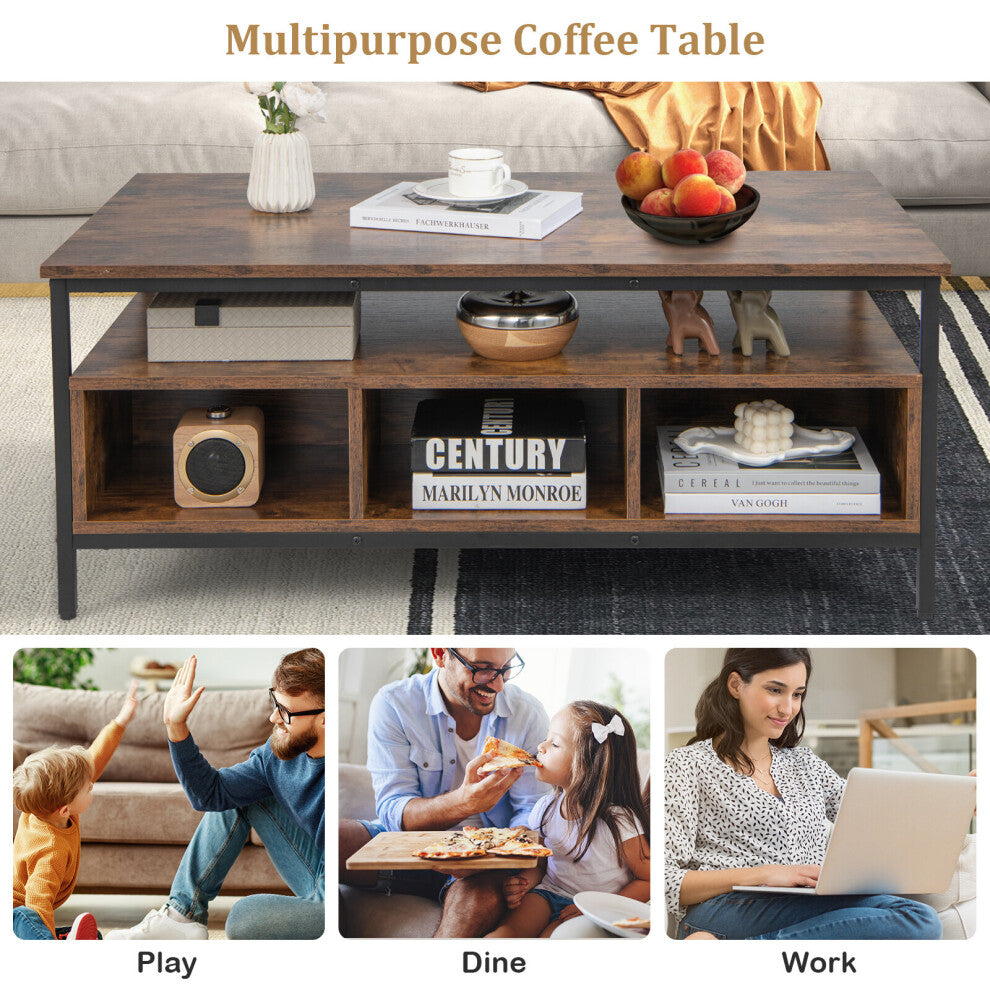 Wood effect coffee table with storage used for play, dining and working at home